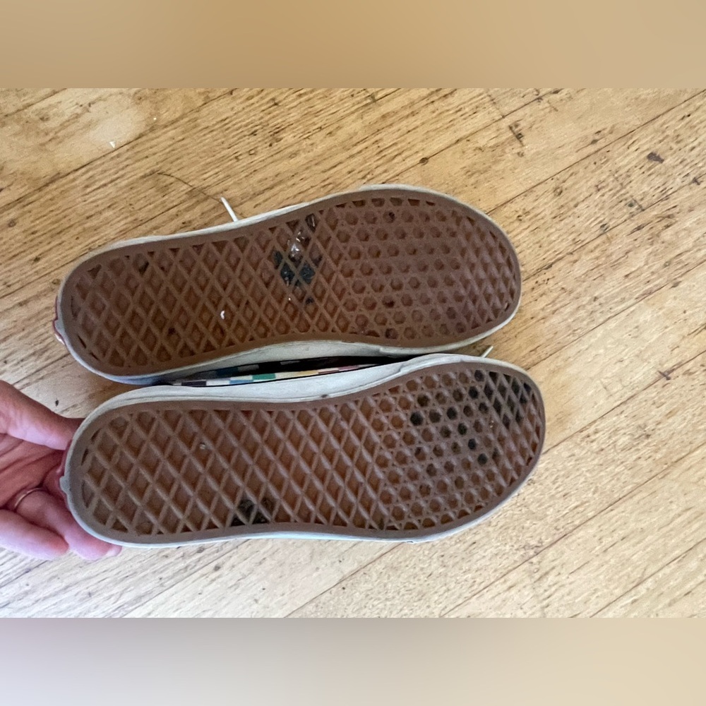 Rainbow check lace up vans with suede accents - Picture 8 of 9